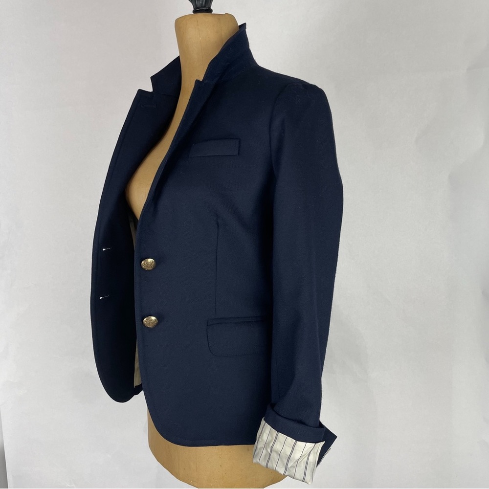 J CREW Women’s “Schoolboy Blazer” Jacket dark NAVY Gold Buttons Lined Size 2